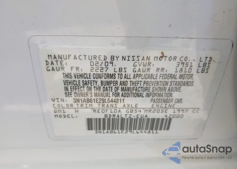 2009 Nissan Sentra 2.0S из США, поврежденный, VIN 3N1AB61E29L644811